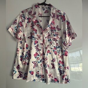 Butterfly Print Satin Pajama Set